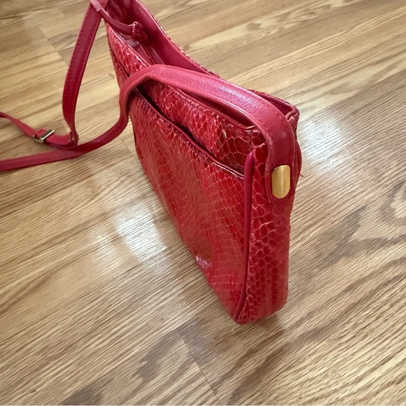 Vintage‎ Ganson cherry Red Snakeskin Shoulder Bag - Picture 4 of 12